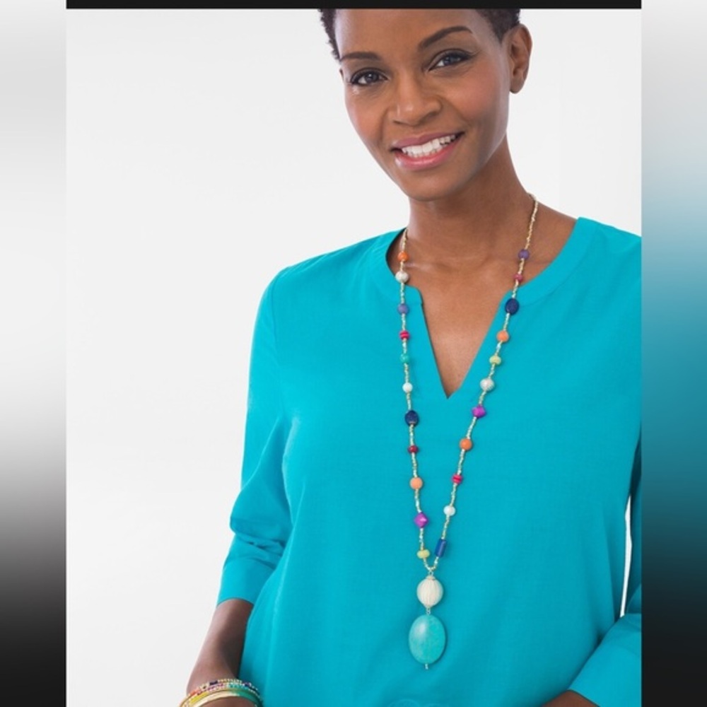 Chico's NWT Multi-Colored Beaded Pendant Necklace